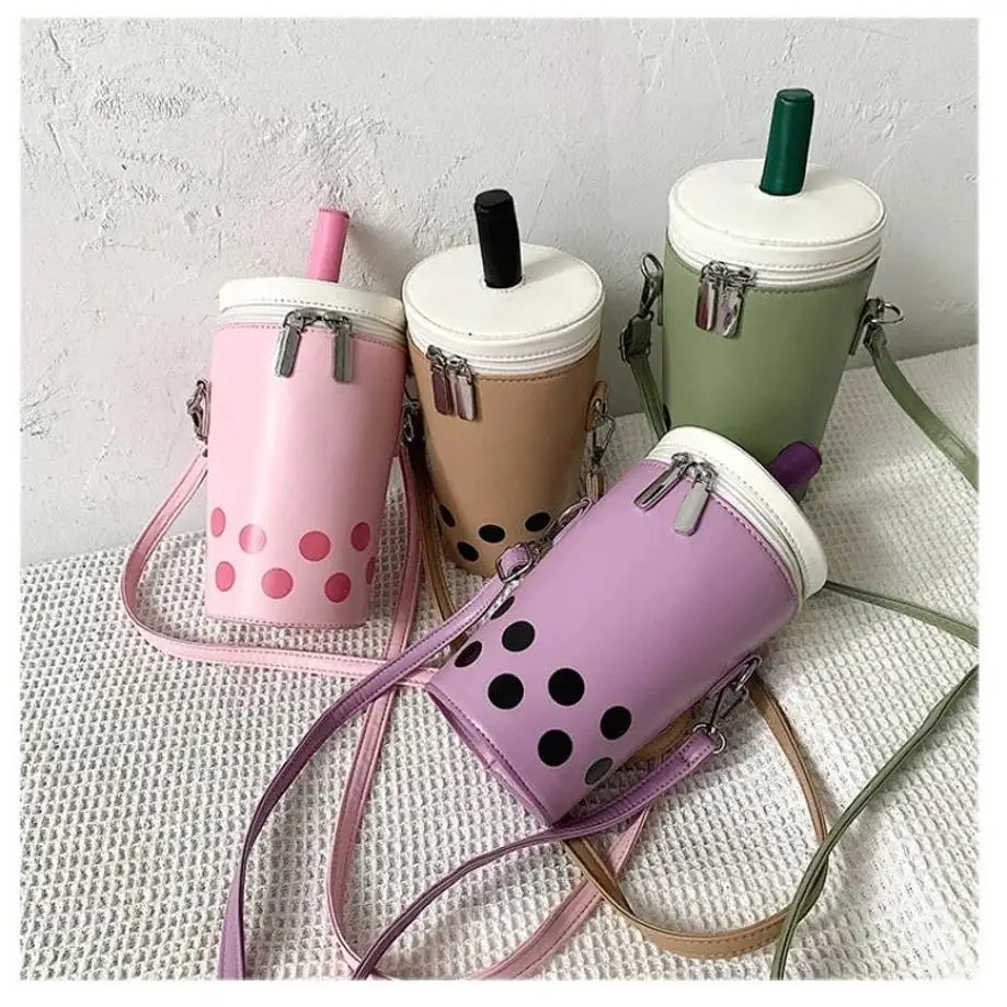 1 Pcs Milk Tea Cup Personalized Bag Women's Single Shoulder Crossbody Trendy New Spring Hot Korean Fresh Water Bucket Bag