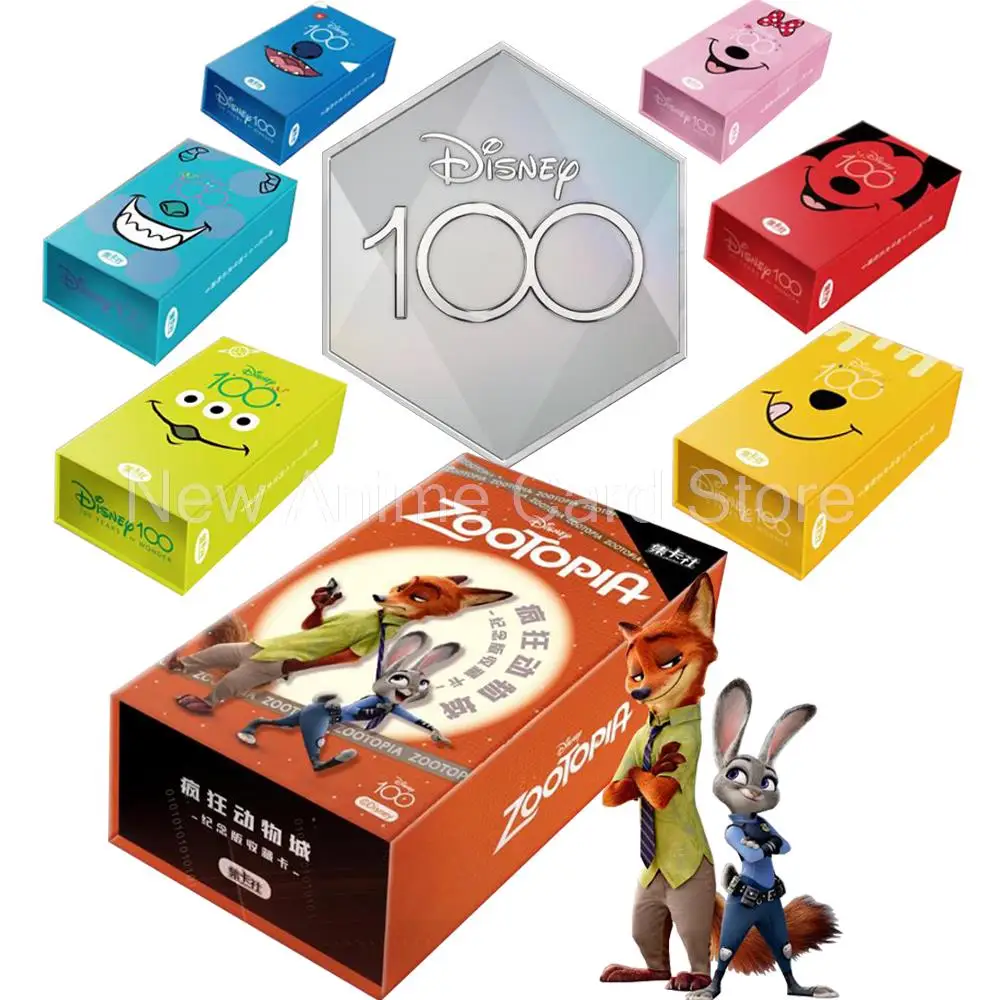 

New Disney 100 Zootopia Card for Children KAKAWOW Hotbox Fast Furious Film Card Star Wars Marvel Pixer Mickey Friends Table Toys