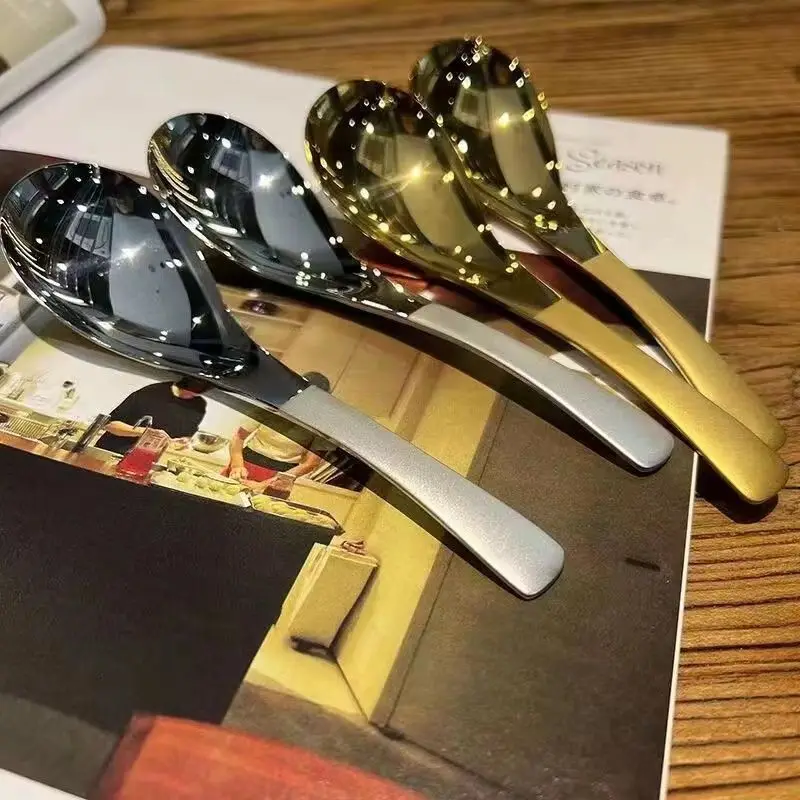 Description Picture 6 of itemStainless Steel Korea Soup Spoons  Home Kitchen Large Capacity Gold Silver Mirror Polished Flatware for Soup Rice Tableware