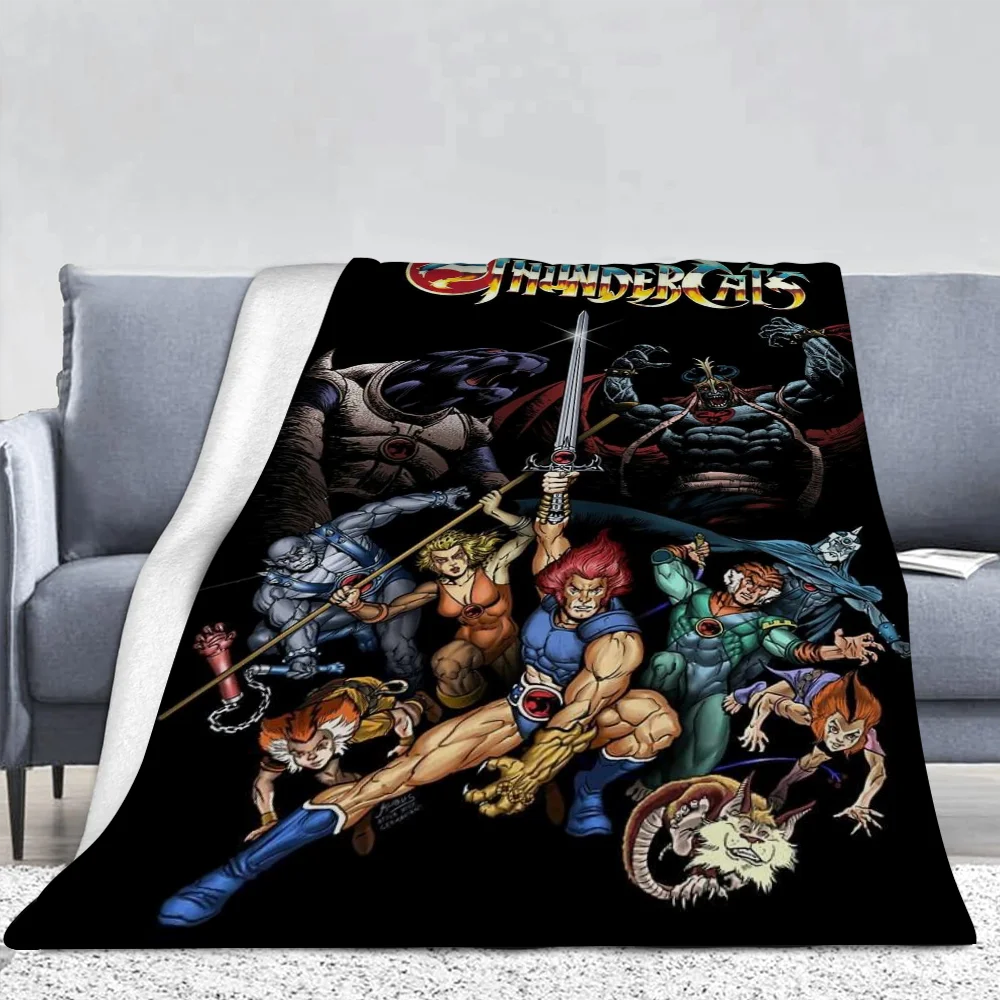 Thundercats 침대용 털 담요, 럭셔리 침구, 겨울 담요, 킹 사이즈 홈 인테리어, 푹신한 격자 무늬 비치 타올, 무릎 낮잠
