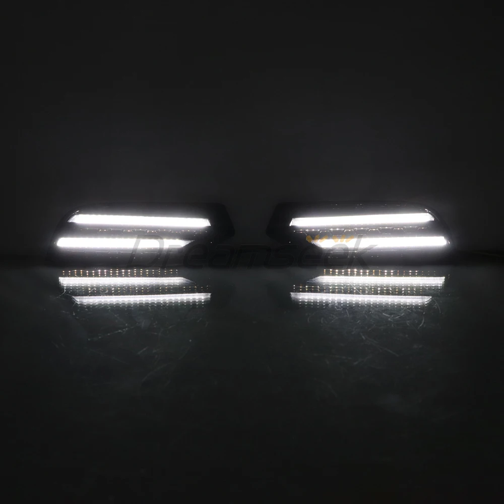 2x LED DRL Daytime Running Light For Toyota Sequoia XK80 2023+ W/ Dynamic Yellow Turn Signal Front Bumper Driving Fog Lamp Lens