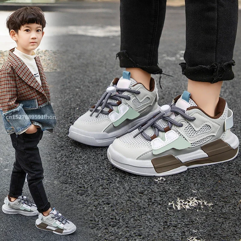 2023 Spring Children Girl Pink Shoes Autumn Mesh Breathable Kids Sneakers for 5-18 Yrs Boy Lightweight Running Shoe Walking Soft 3