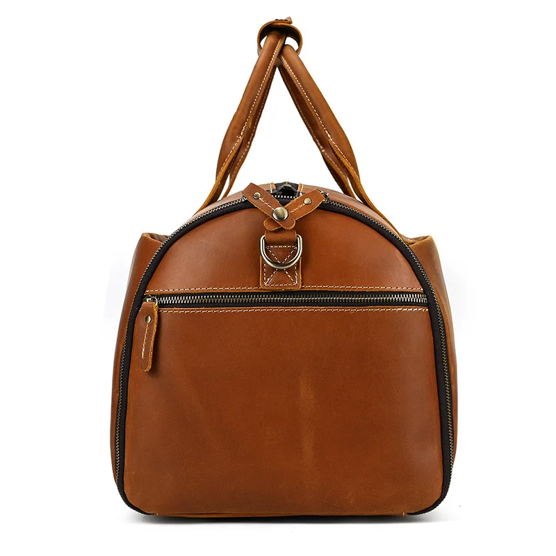 Leather Travel Bag With Shoe Compartment