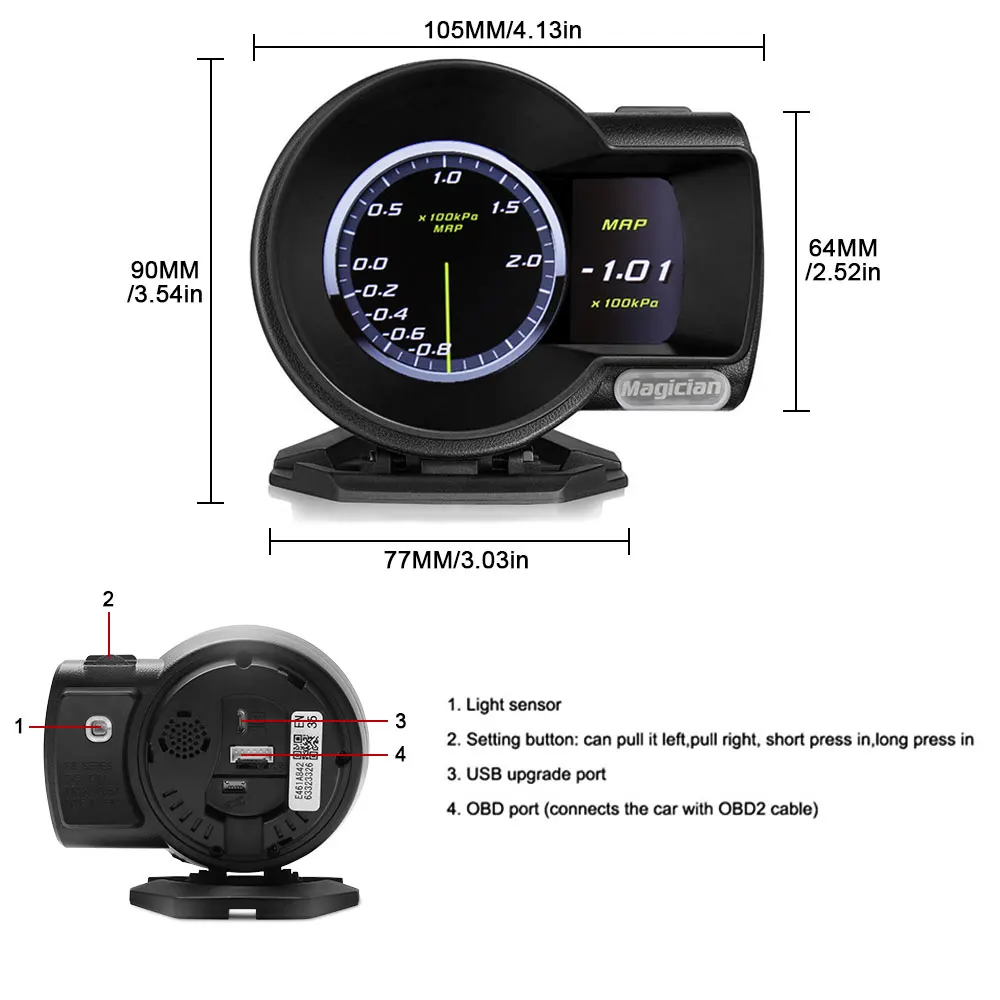 Profession Magician OBD2 F835 Head Up Display Car Digital Boost Gauge Voltage Speed Meter Water Temp Alarm Oil Auto F 835 OBD 2