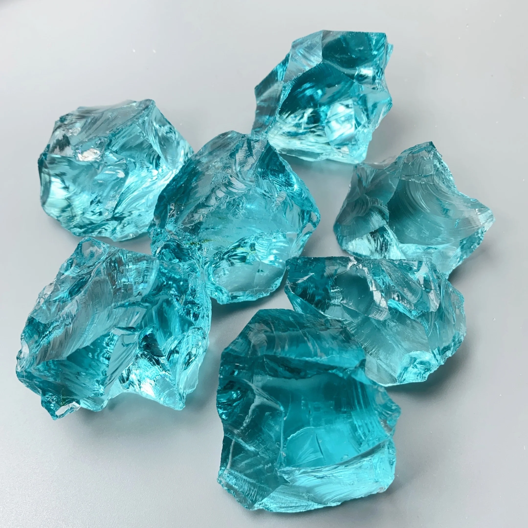Ice Blue Smelted Quartz Crystal - Sapphire Blue Glass