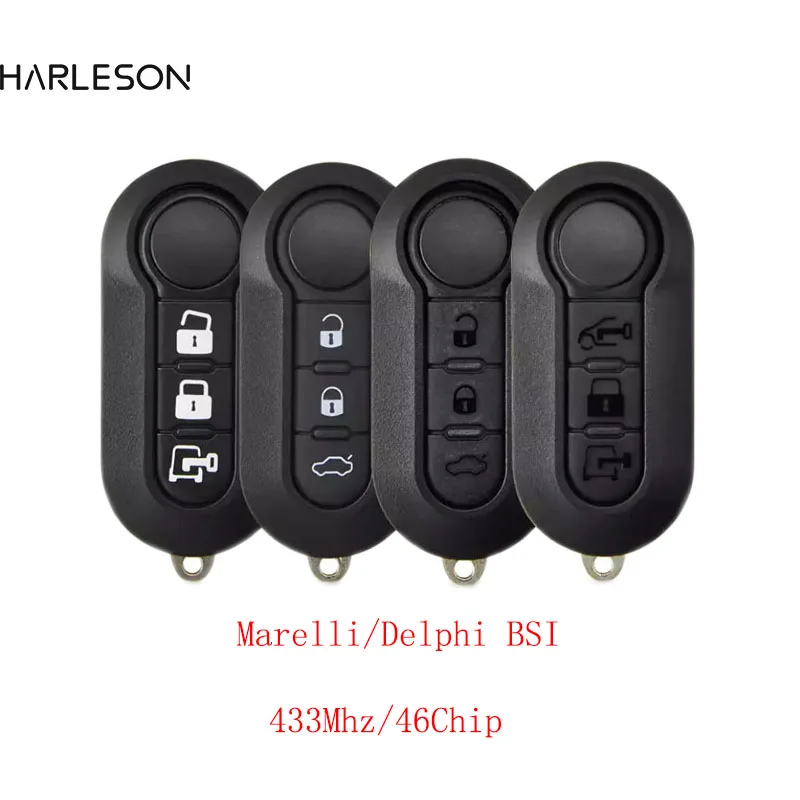 

3 Button Remote Flip Car Key 433Mhz For Fiat 500 Grande Punto Doblo Qubo 2006 2007 2013 DelphiBSI with PCF7946 Chip