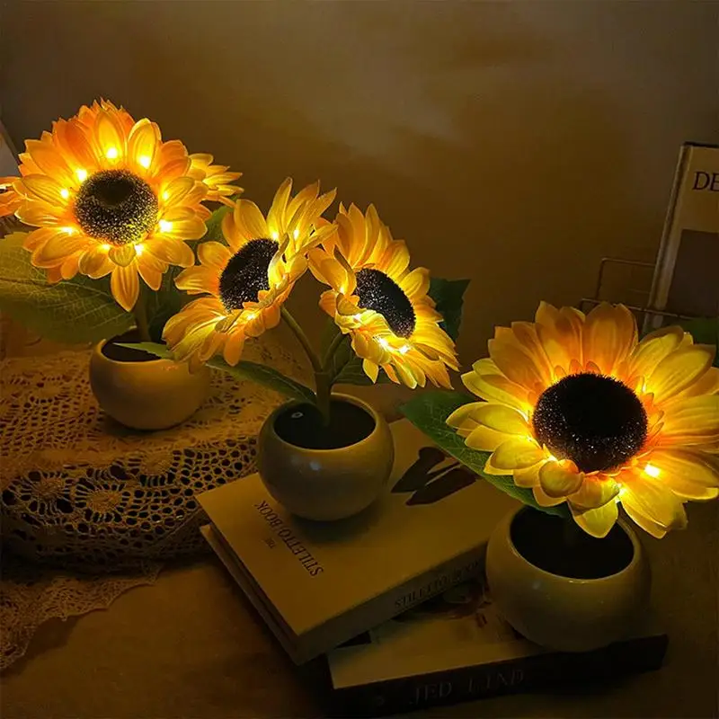 

Flower Lamp Sunflower Table Lamps LED Decorative Rechargeable Light With Dimmable And Touch Control For Bedroom Living Room And