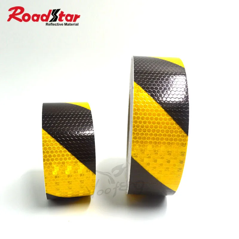 Roadstar-Cinta de advertencia autoadhesiva, Color amarillo/Negro, doble, alta visibilidad, 5cm x 10m