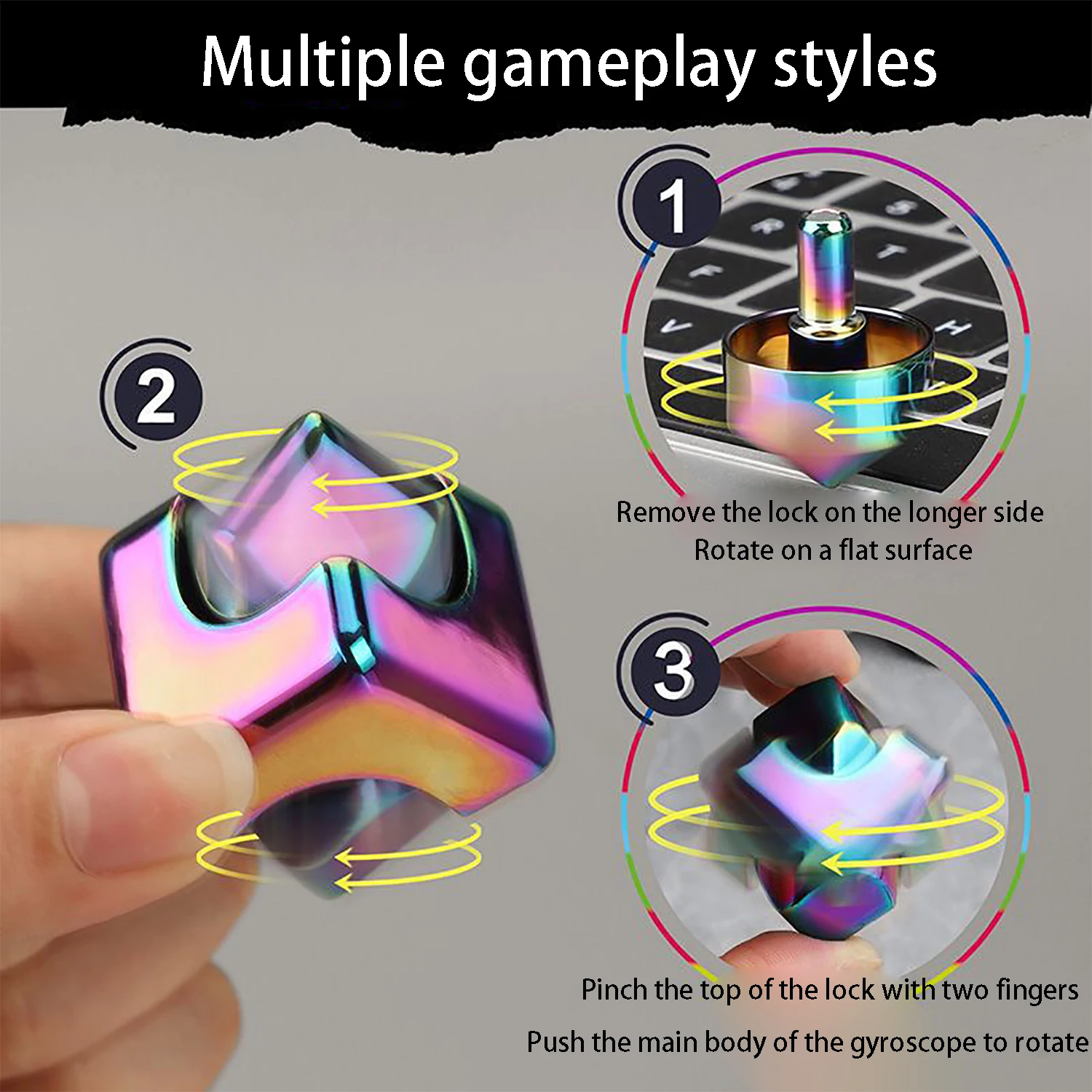 Colorful metal Rubik's Cube Fingertip Gyroscope Creative Rotatable Detachable