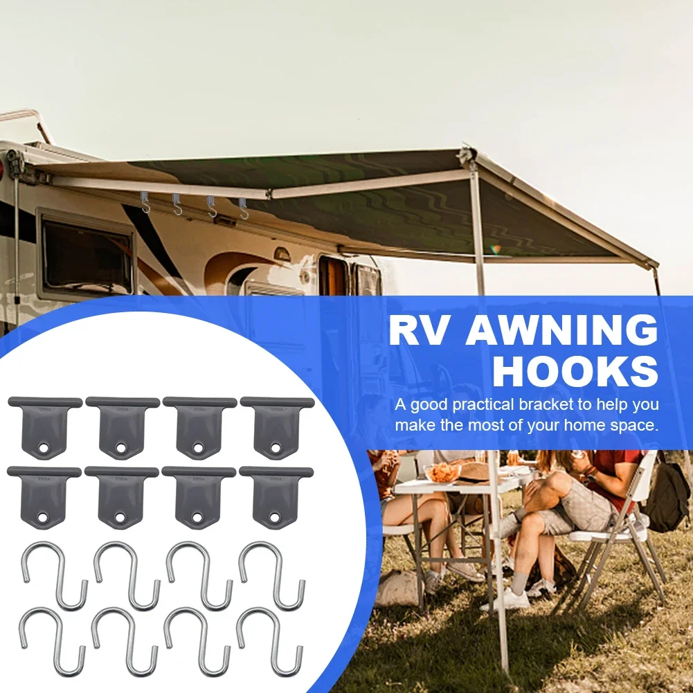 8Pcs RV Awning Light Clip Steel Lights Camping Awning Hangers Clothes Party Lights Hanger RV Caravan Camper Accessories