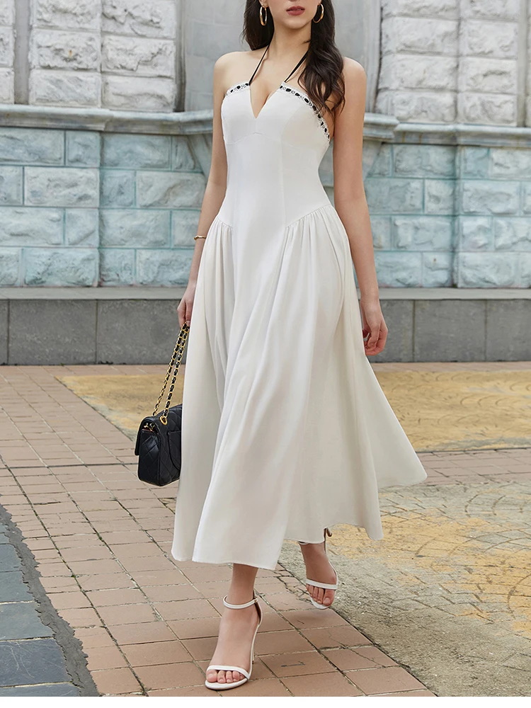 فستان NewAsia أنيق برباط علوي مكشوف الأكتاف على شك...