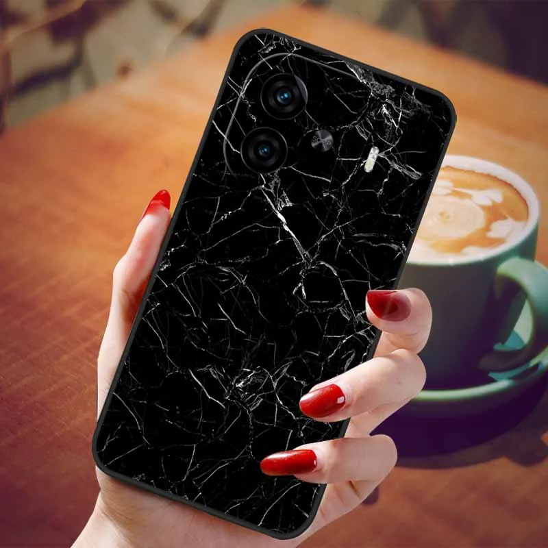 Soft Silicone Fashion Marble Shockproof Case - TPU Bumper Cover, 6.78