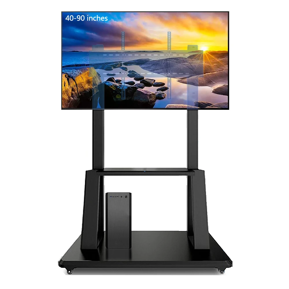 

Rotating TV Stand for 40-90 inch Screens, Universal Trolley with Shelves, Adjustable Height and Swivel Mount