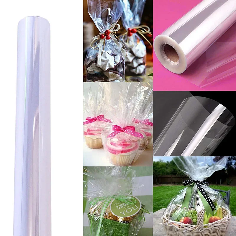 Rotolo di cellophane trasparente da 100 piedi Rotolo di cellophane addensato da 3,5 mil, carta da regalo in cellophane trasparente per involucro di cestini regalo di fiori  15