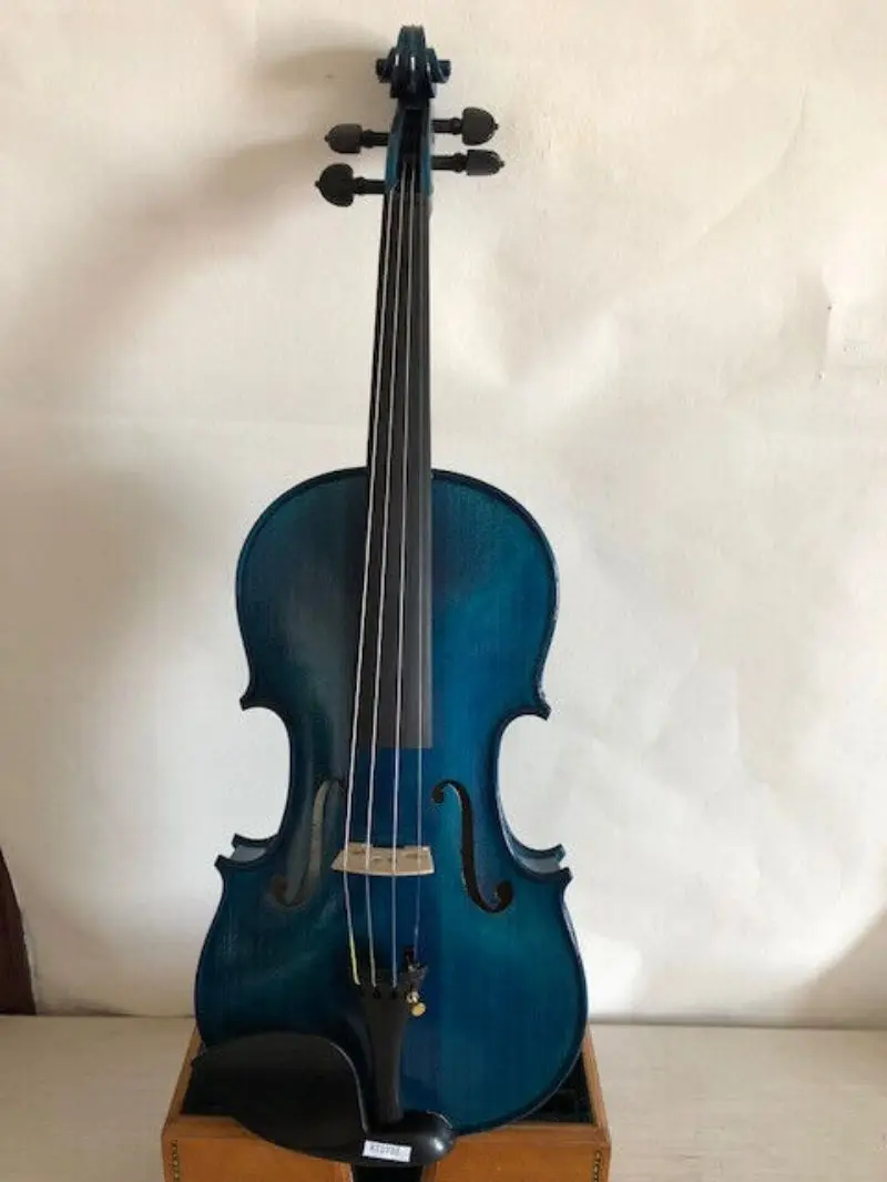 Master 4/4 violin blue color solid flamed maple back spruce top hand made 2738