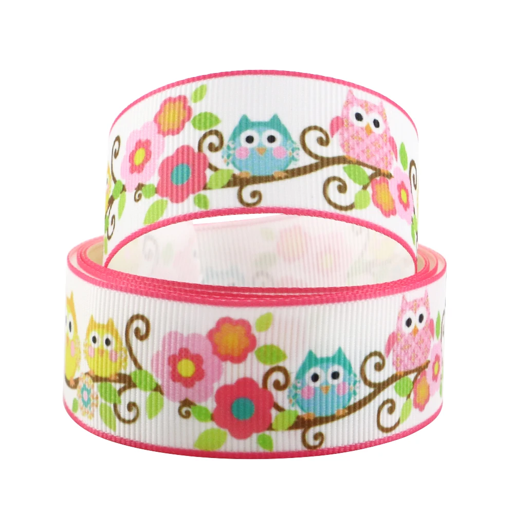 5 Yards Multi Size Owl Animal Printed Grosgrain Ribbon For Gift Wrapping DIY Hair Bows Wedding Party Accessories,5Yc12394