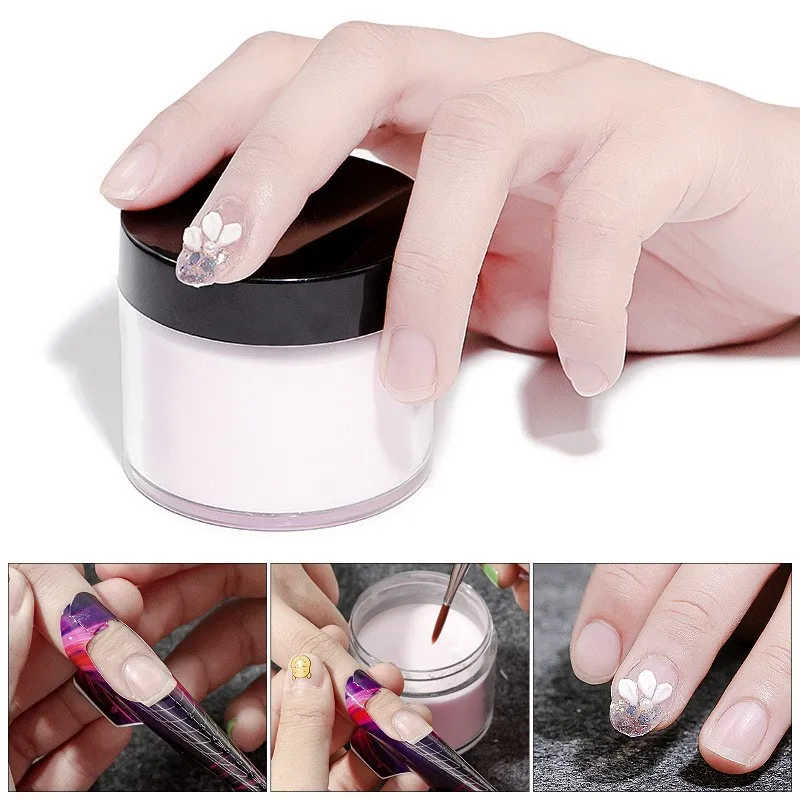 1Jar Pink/White/Clear Acrylic Powder 10g Nail Art Professional Polymer Powder For Nail Extension Carving Home Salon DIY Supplies nail powder acrylic nail powder