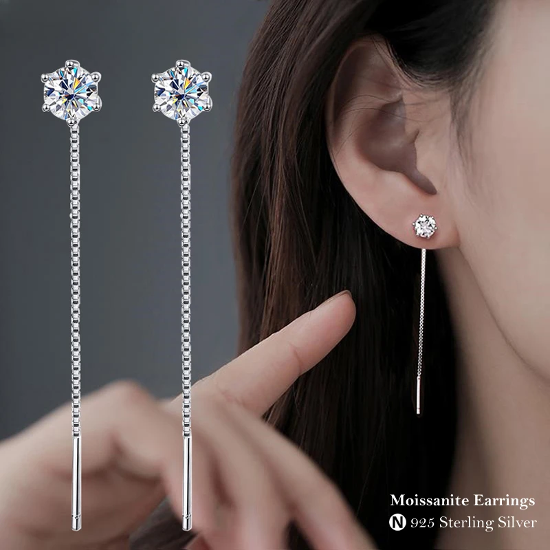 

Mencheese Sterling Silver 925 Moissanite Tassel Drop Earrings For Women 2ct Diamond Best Gift Fine Jewelry A gift forgirlfriend