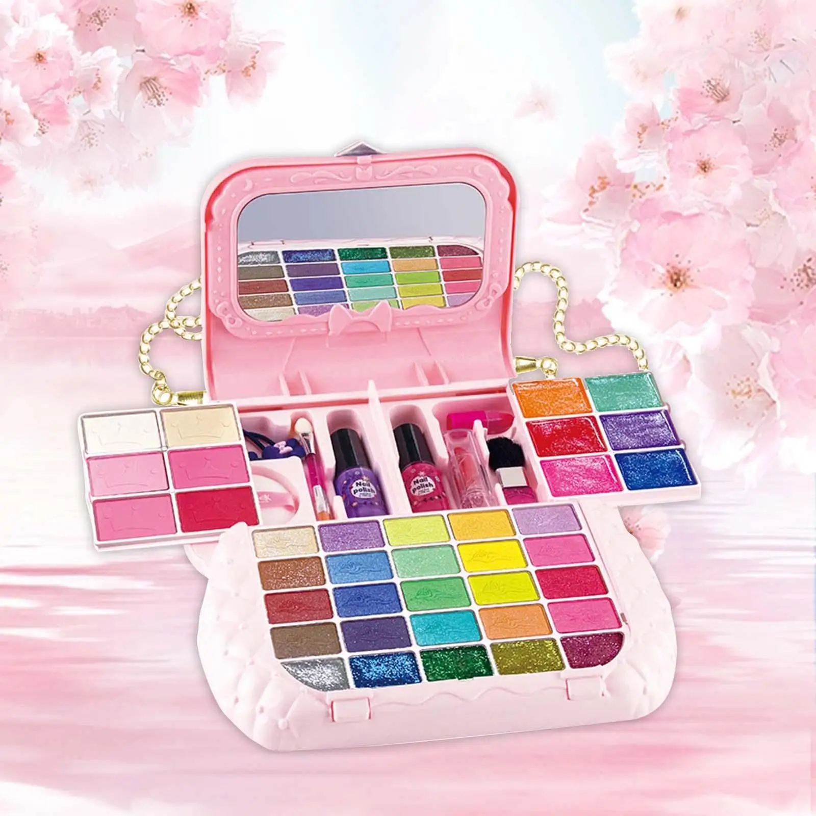 

Makeup Set Toy Dresser Toy with Cosmetic Case Playset Kids Makeup Kits for Toddlers Age 3 4 5+ Girls Princess Dress up