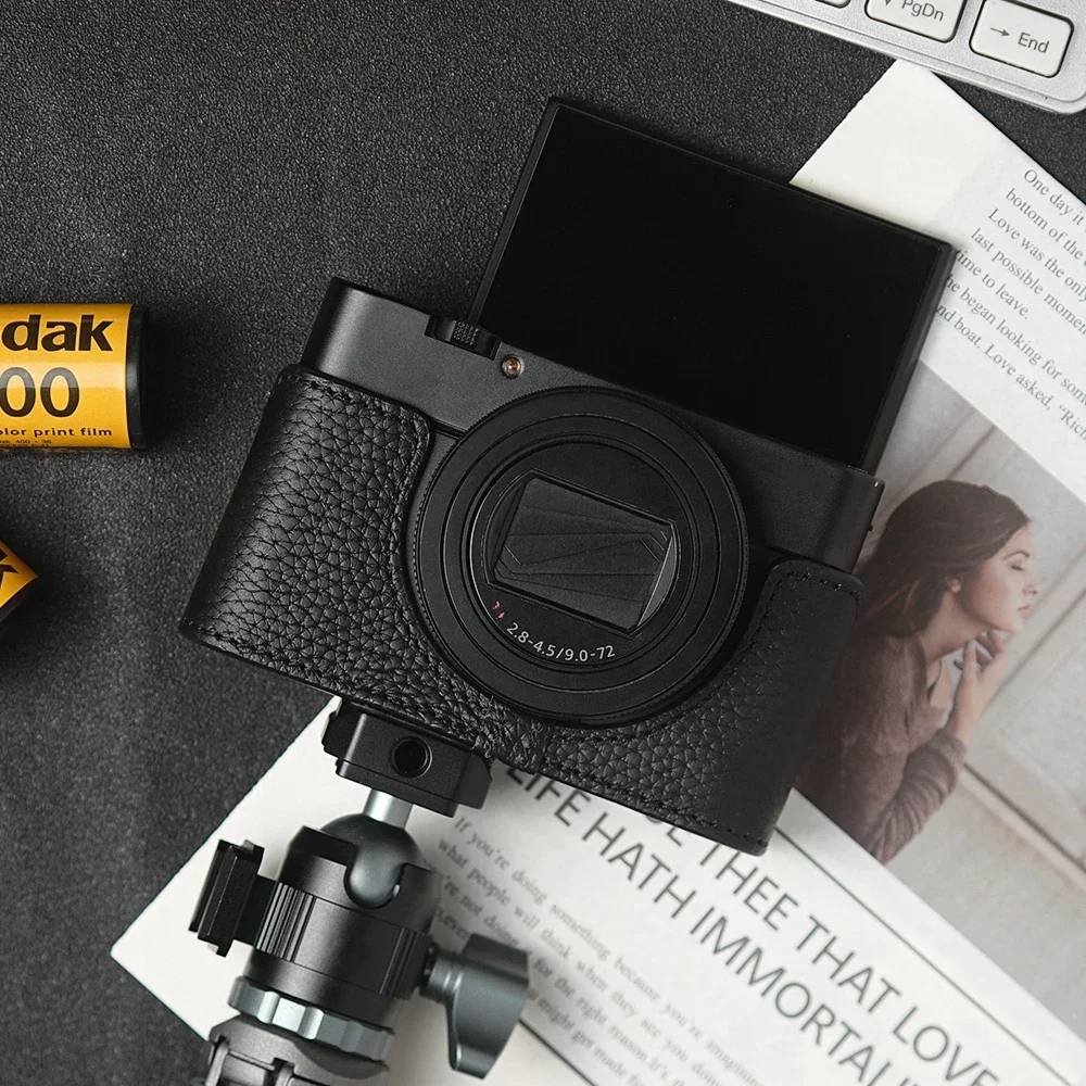 本革 SONYカメラケース RX100 M6/RX100VI用 For Sony RX100 VI Case Genuine Real Leather Half Camera Case Bag