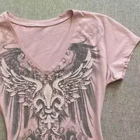 American Street Hottie T-shirt Vintage col en v T-shirt années 2000 Y2K esthétique graphique imprimé t-shirts femmes Punk Chic hauts Ropa Mujer 3