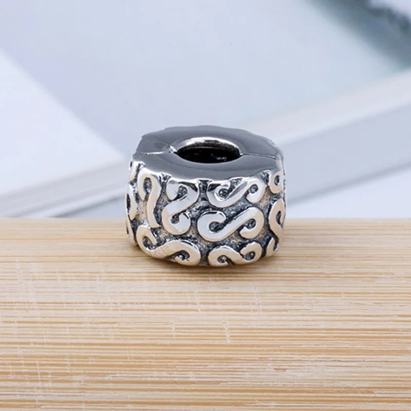 

Swirl Serpentine Shape Clip Lock Stopper Charm Fit Women Bracelet Bangle DIy Jewelry Authentic S925 Sterling Silver Bead