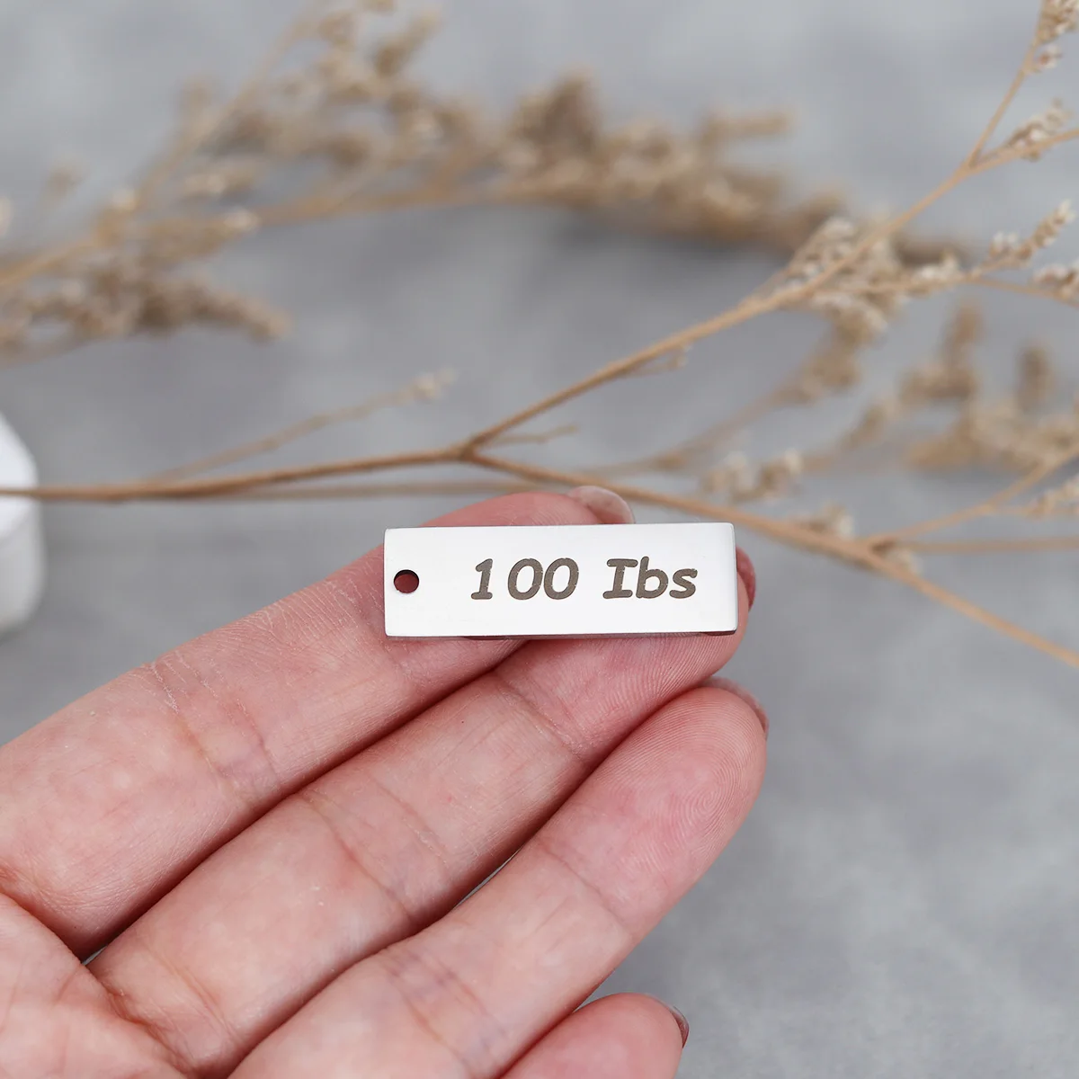 

3pcs/Lot 100 Lbs Weight Watcher Laser Engraved Stainless Steel Rectangle Charm for Jewelry Making Bracelets Necklace