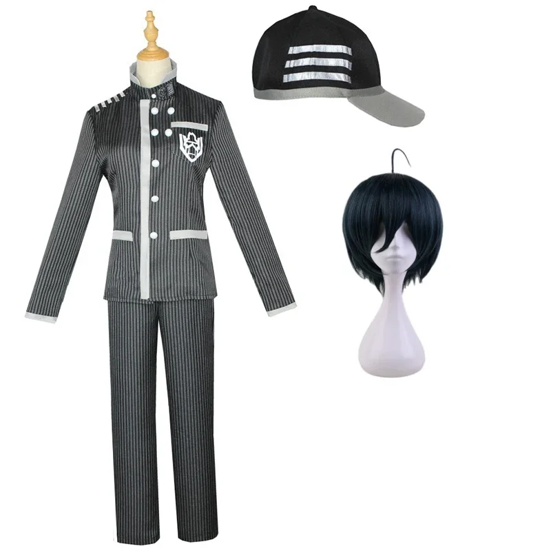 

Новый костюм для косплея саихары из «данганронпа» шуичи из «Danganronpa V3», черная шапка, шорты, короткий парик, платье на Хэллоуин, школьная форма для мужчин