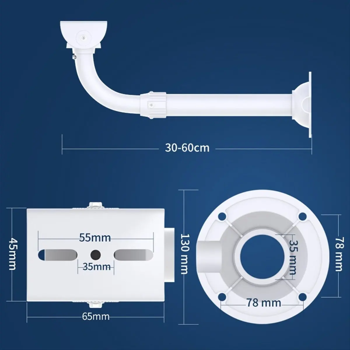 B21B 감시 카메라 텔레스코픽 브래킷, L자형, 조절 가능 30-60cm, 실외 보안 장비에 이상적