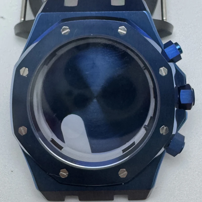 VK63 Gehäuse 41 mm hochwertiges 316L Edelstahl PVD blaues Saphirglas Uhrengehäuse passend für VK63 Quarzwerk Uhrenzubehör – Detail 4