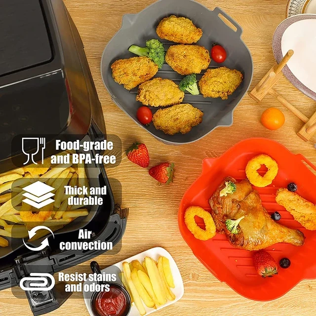 Silicone Air Fryers Oven Baking Tray Pizza Fried Chicken Reusable Airfryer  Silicone Basket Airfryer Pan Liner Accessories - AliExpress