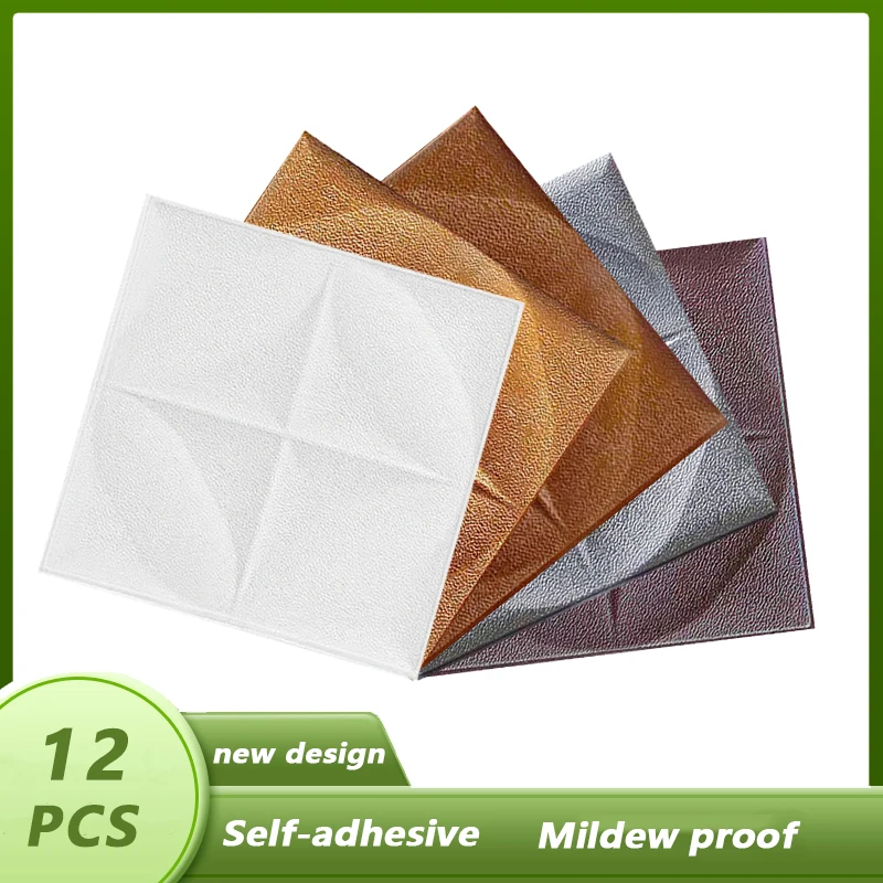 

12pcs 3D Thickened Wall Paper for Living Room Bedroom TV Wall Waterproof Self-Adhesive Wallpaper Foam Plastic DIY Wall Stickers