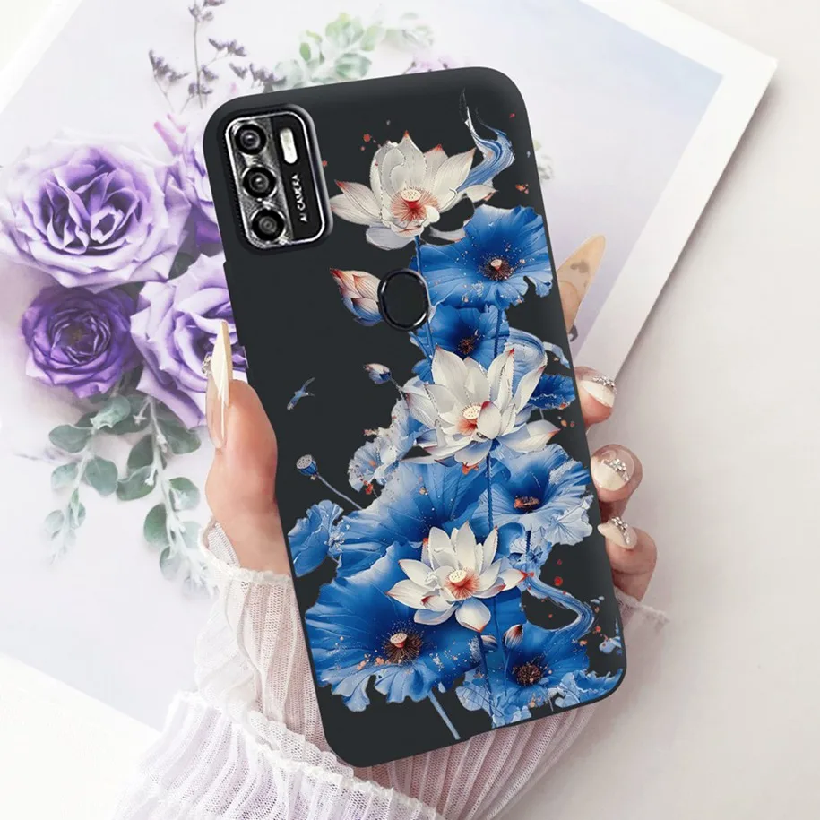 Floral Soft Black Silicone Bumper Phone Cover