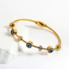 Lucky Dvil's Eye Bracelet Stainless Steel Blue Evil Eye Golden Thin Cuff Bangle with Rhinestones For Men Women Fashion Jewelry 2