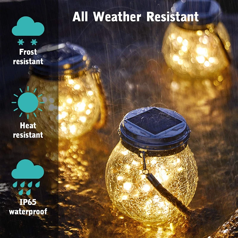 solar lights for backyard Solar Lights Outdoor Hanging Solar Lantern Crackle Glass Ball 20LED Waterproof Garden Decor Lights for Yard/Patio/Lawn/Holiday solar led street light