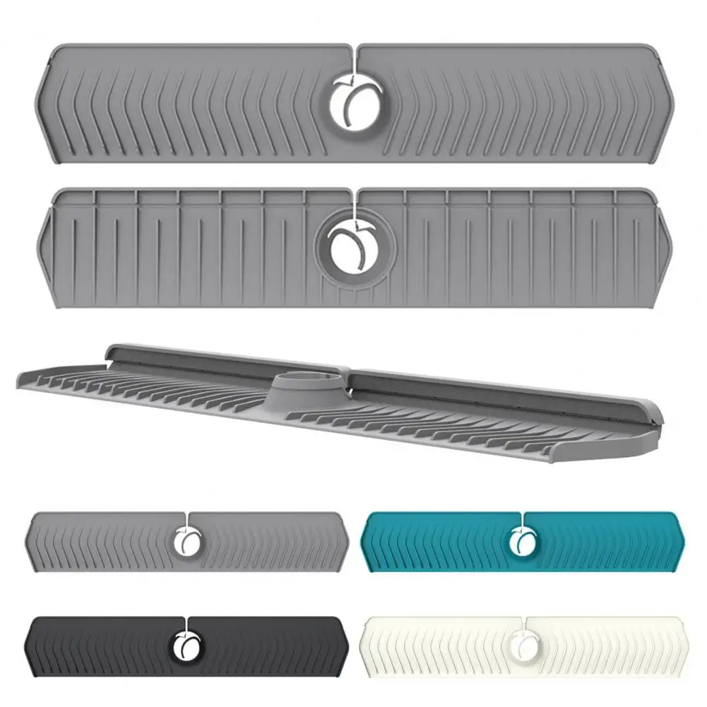 Paraspruzzi per lavello da cucina in silicone con spazzola per la pulizia, cuscinetto per lavello lungo e spesso, grigio | Leroy Merlin