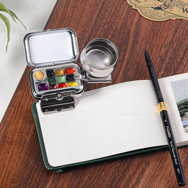 Schmincke 10/16 Travel Watercolour Paint Set Mini Portable Paint Box  Watercolor Paint Dispenser Set Watercolor Palette With Box - AliExpress