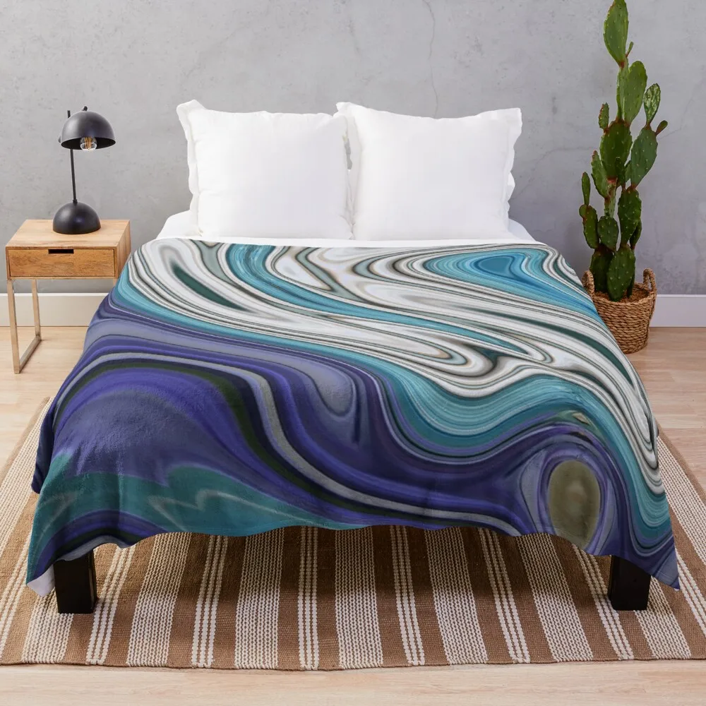 

nautical summer beach ocean blue swirls Throw Blanket Personalized Gift