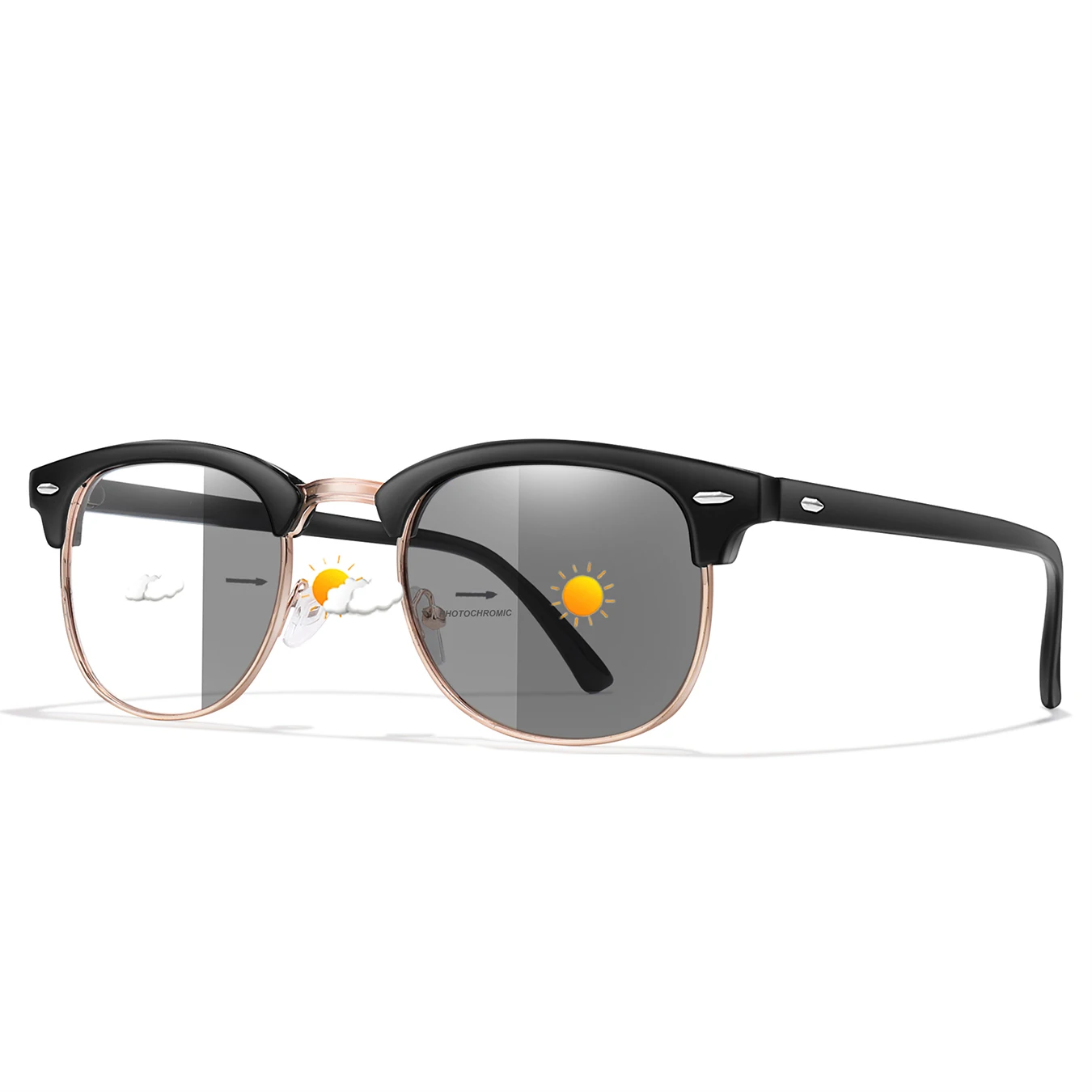 Photochromic Half Frame Anti-Blue Light Reading Glasses