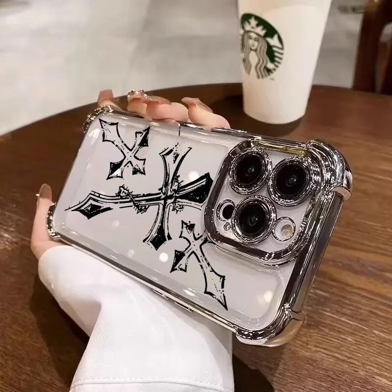 Elegant Dark Gothic Cross Mark Phone Case – Fashionable Protective Cover