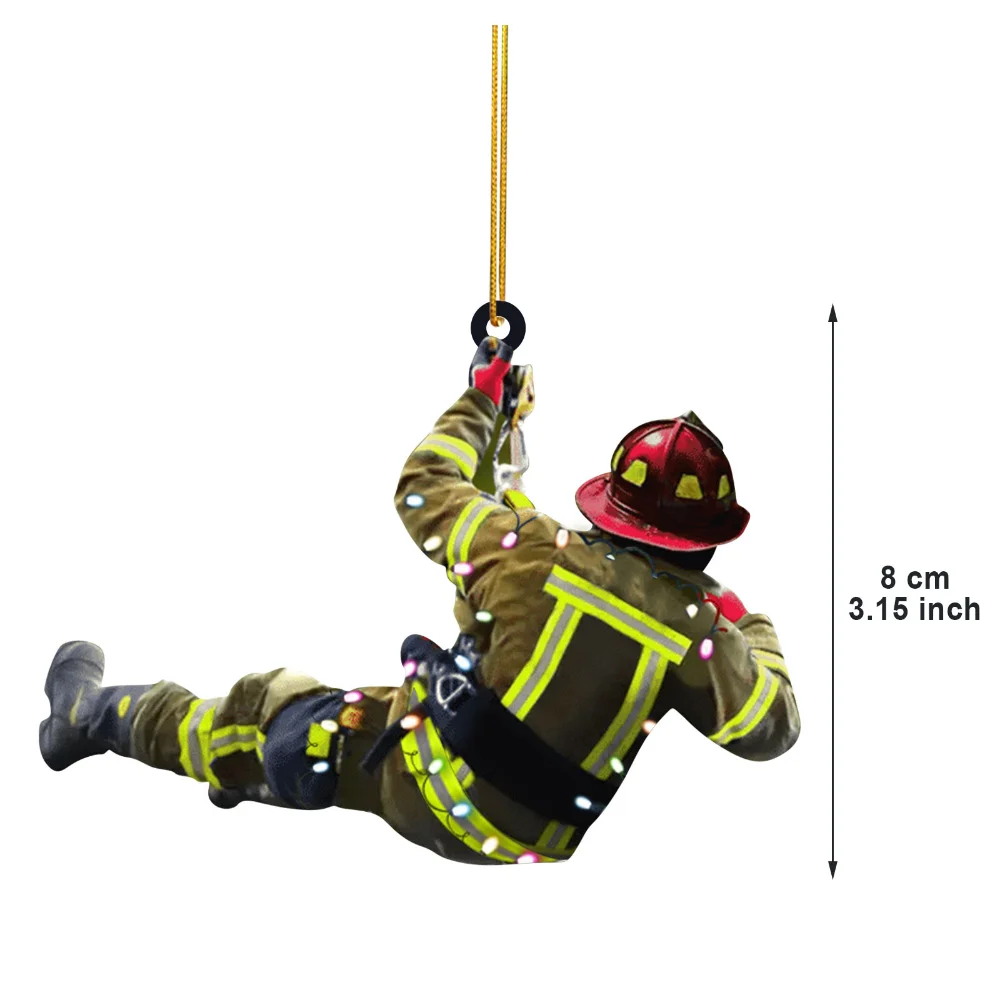 2D Christmas Firefighter Pendant Christmas Pendant Dwarf Car Statue Craft Party Accessories Decoration new year christmas decorations