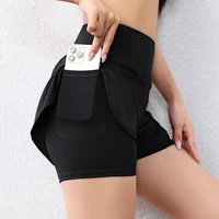 quick-drying women's running shorts sports layer elastic waist active sports shorts with pockets yoga shorts - Image 4