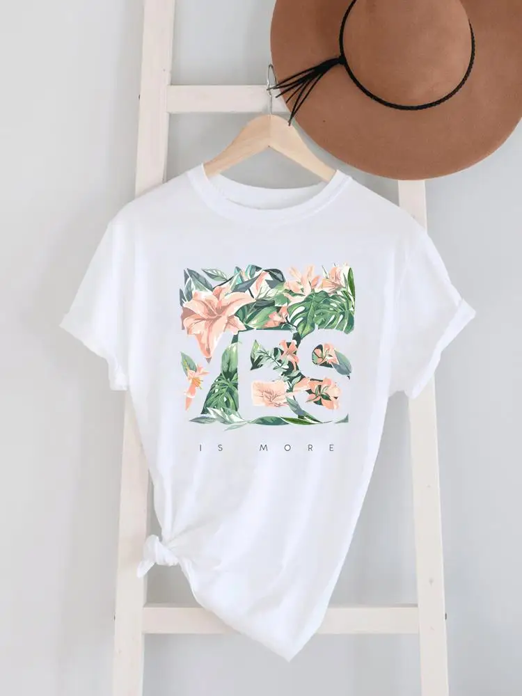 

Sweet Flower Floral Trend Cute Print Female Shirt Short Sleeve Women Fashion Clothing Graphic T-shirts Clothes Lady Casual Tee