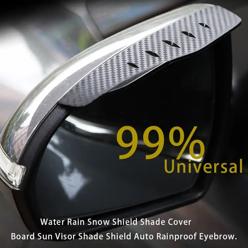 Accessories Rain Guard Anti-reflective Carbon Fiber Car Sun Visor Car Rain Eyebrow Rearview Mirror Visor Cover 1pair