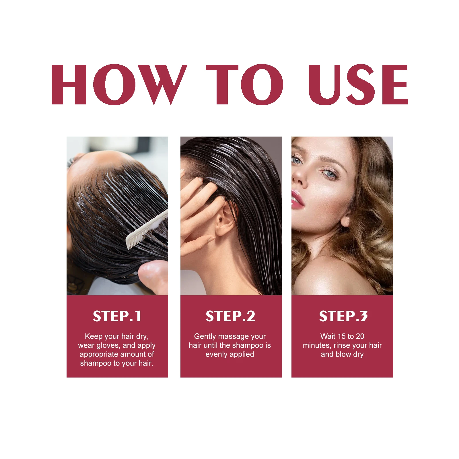 3-in-1 Hair Dye Shampoo - Nourishing Black Hair Color  Repair