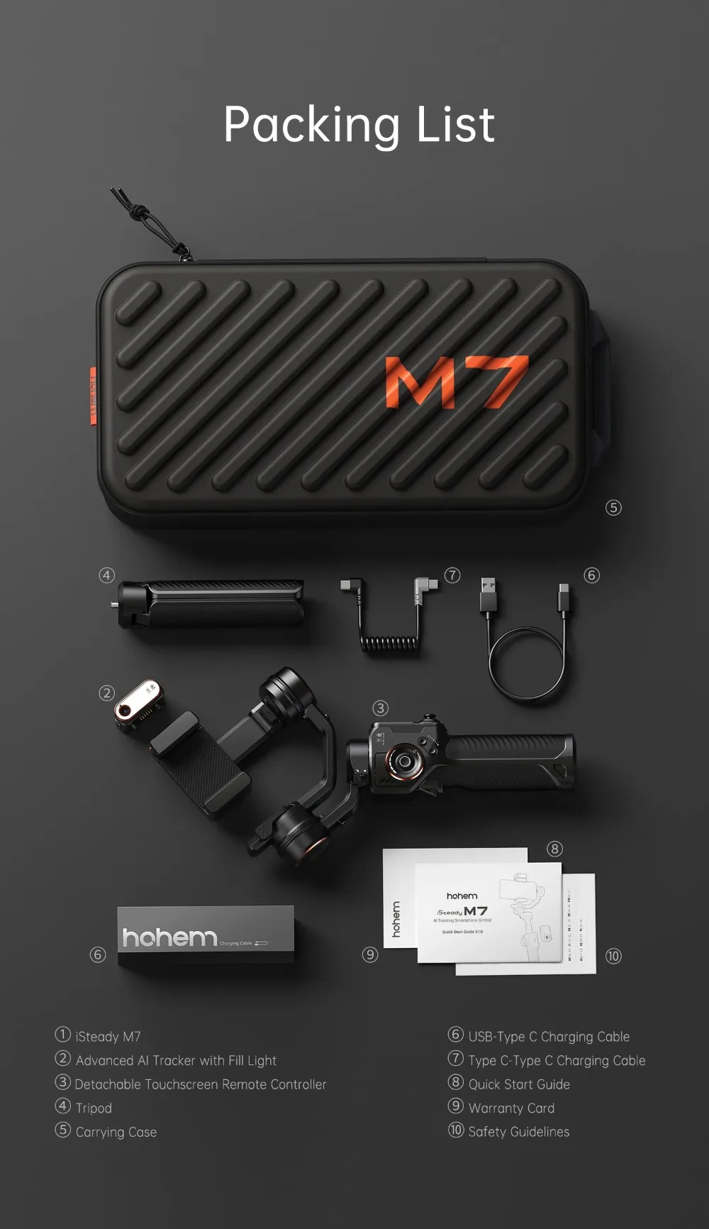 iSteady M7 Smartphone Stabilizer Ai Face Tracking 3-Axis Phone Gimbal Built-in Selfie Stick iPhone/Android Gimbal