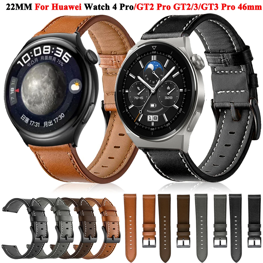 

22mm Watch Band Strap For Huawei Watch 4 Pro/Buds/GT2 GT 3 GT3 Pro 46mm SE Leather Smart Wristband Bracelet Watchband Accessorie