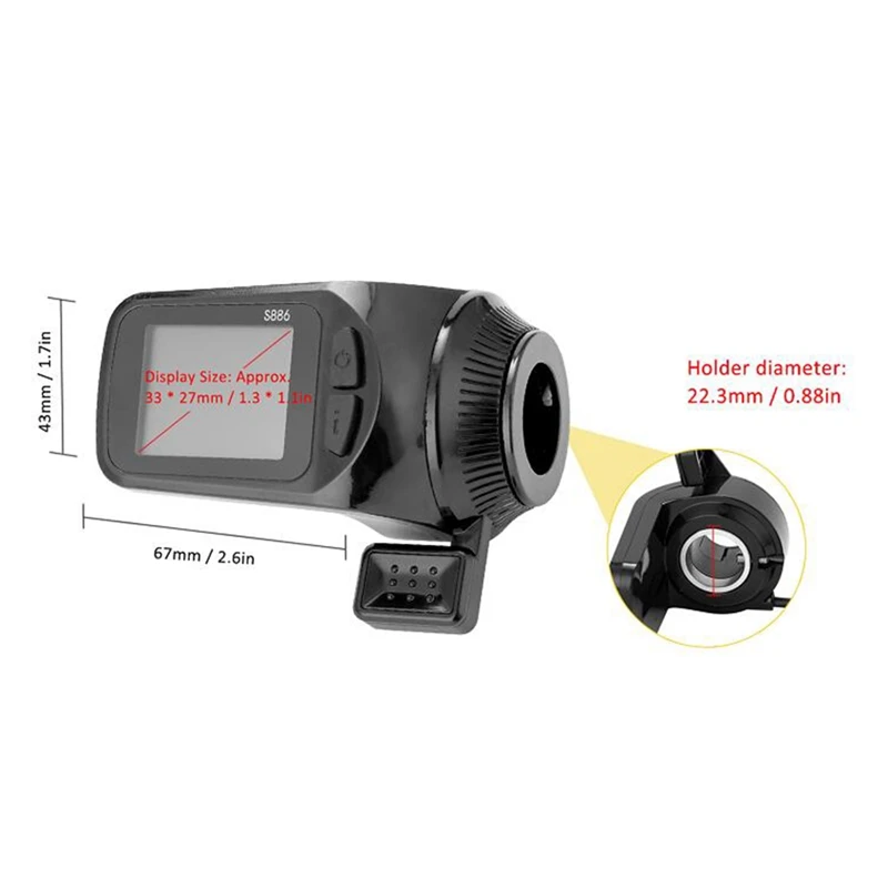 Ebike Display Panel 24V/36V/48V S886 Ebike LCD Display Panel Thumb Throttle for Electric Bicycles E-Scooter