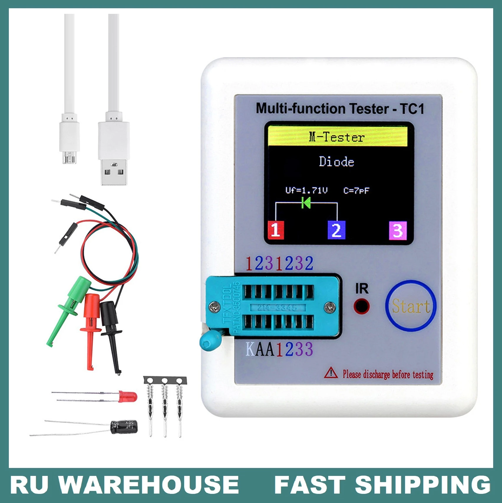 LCRTC1 1.8" TFT LCD Display Multimeter Transistor Tester Diode Triode