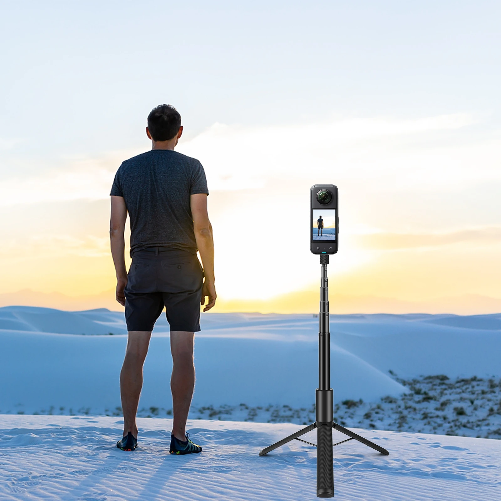 PULUZ 1.22m Retractable Invisible Selfie Stick with Tripod For Insta360 X4 / X4 Air / X3